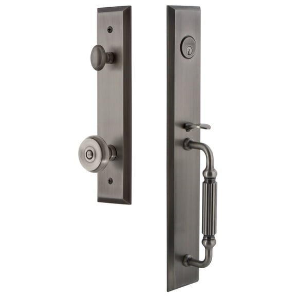 Grandeur 849346 Fifth Avenue Solid Brass Rose Dummy Full Plate "F" Grip Handleset - Grey