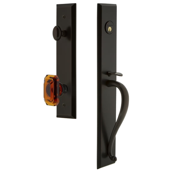 Grandeur Fifth Avenue S Grip Single Cylinder Handleset with Baguette Interior Knob