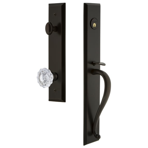 Grandeur Fifth Avenue S Grip Single Cylinder Handleset with Versailles Interior Knob