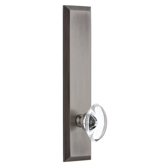 Grandeur 814060 Fifth Avenue Solid Brass Tall Plate Passage Door Knob Set - Grey