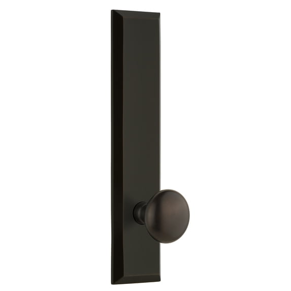 Grandeur 814028 Fifth Avenue Solid Brass Tall Plate Passage Door Knob Set - Bronze