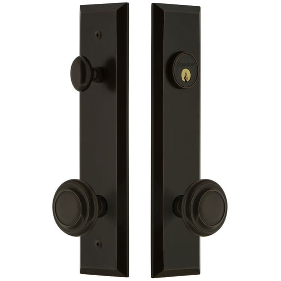 Grandeur 840679 Fifth Avenue Solid Brass Tall Plate Single Cylinder Keyed Entry Set -