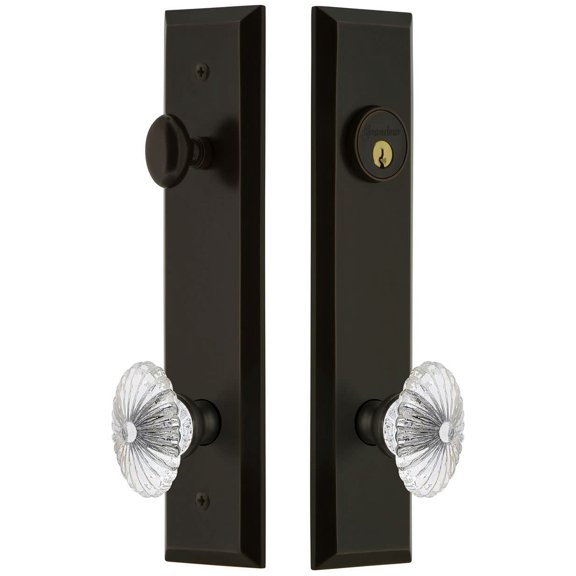 Grandeur Fifth Avenue Tall Plate Single Cylinder One Piece Knobset with Knob