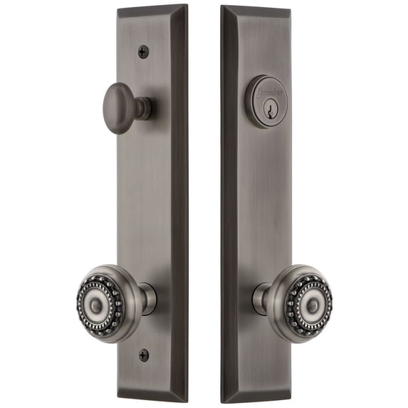 Grandeur Fifth Avenue Tall Plate Single Cylinder One Piece Knobset with Parthenon Knob