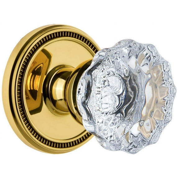 Grandeur Solfon_Prv_234 Soleil Solid Brass Rose Privacy Door Knob Set - Brass