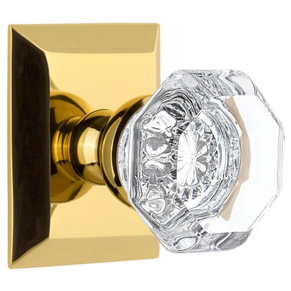 Grandeur Fsqchm_Prv_234_Cs Chambord Crystal Solid Brass Privacy Door Knob Set - Brass