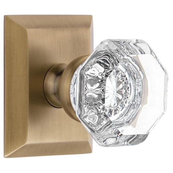 Grandeur Fsqchm_Prv_238_Cs Chambord Crystal Solid Brass Privacy Door Knob Set - Brass
