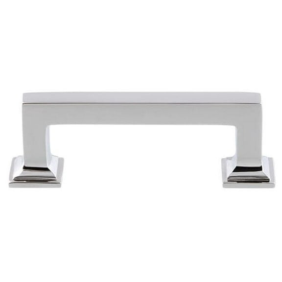 Grandeur Gen-Pull-3 Geneva 3" Center To Center Solid Brass Luxury Square Cabinet Handle /