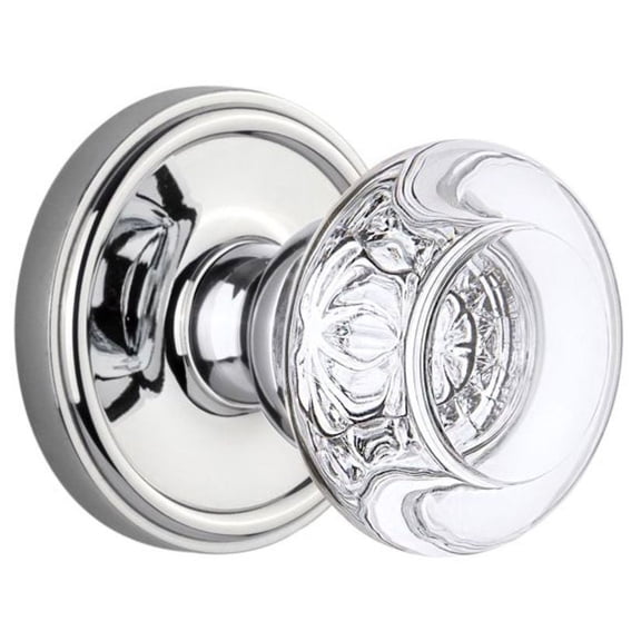 Grandeur Geobor_Psg_234 Georgetown Solid Brass Rose Passage Door Knob Set - Chrome