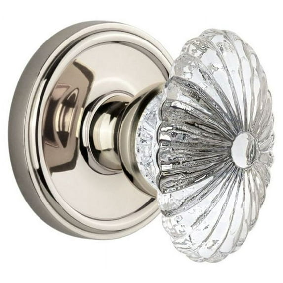 Grandeur Geobur_Prv_234 Georgetown Solid Brass Rose Privacy Door Knob Set - Nickel
