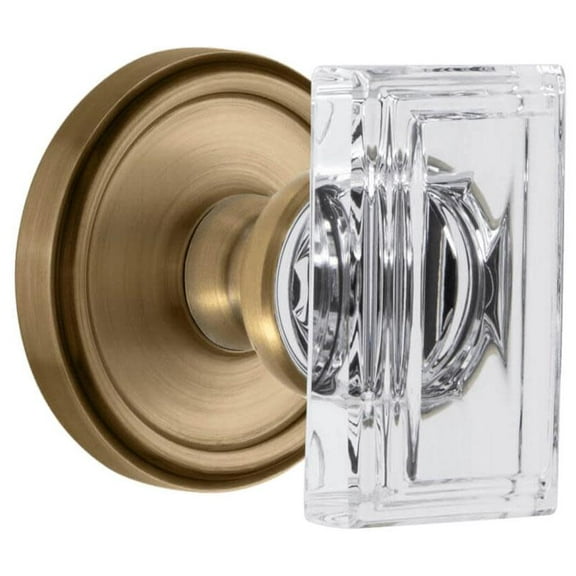 Grandeur Geoccr_Psg_234_Cs Carre Crystal Solid Brass Passage Door Knob Set - Brass