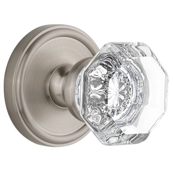 Grandeur 814279 Georgetown Solid Brass Rose Privacy Door Knob Set - Nickel