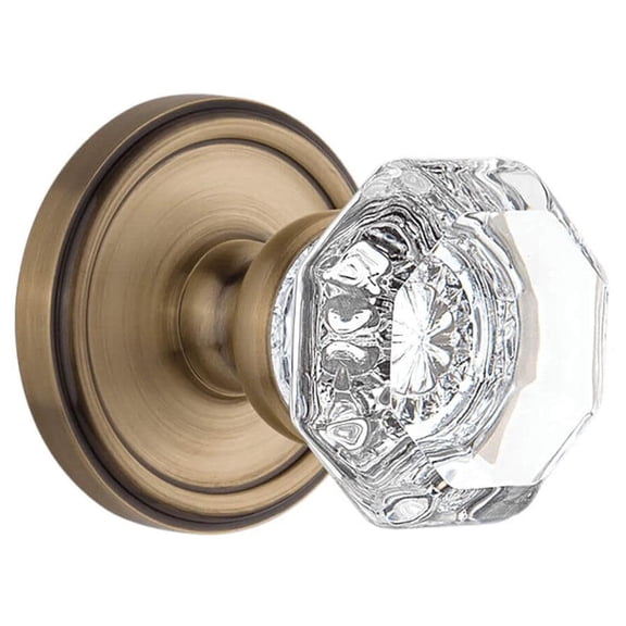 Grandeur 888873 Chambord Crystal Solid Brass Passage Door Knob Set - Brass