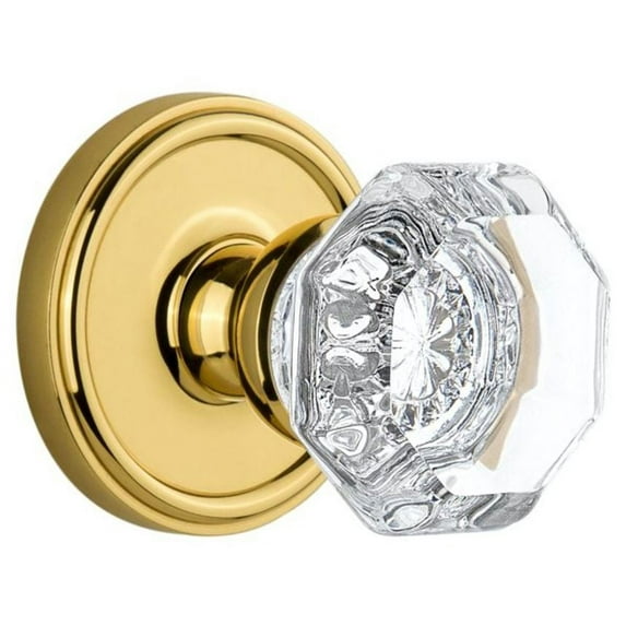 Grandeur Geochm_Psg_238 Georgetown Solid Brass Rose Passage Door Knob Set - Brass