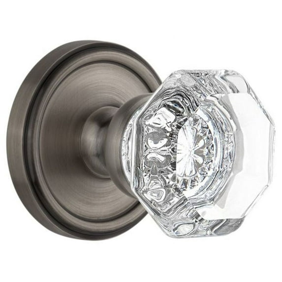 Grandeur Geochm_Psg_238 Georgetown Solid Brass Rose Passage Door Knob Set - Grey