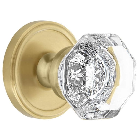 Grandeur 832711 Chambord Crystal Solid Brass Non-Turning One-Sided Dummy Door Knob - Brass