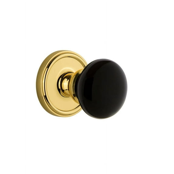 Grandeur Geocov_Prv_238 Georgetown Solid Brass Rose Privacy Door Knob Set - Brass