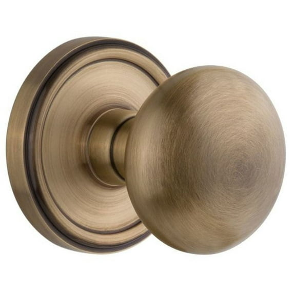 Grandeur Geofav_Dd_Na Georgetown Solid Brass Rose Dummy Door Knob Set - Brass