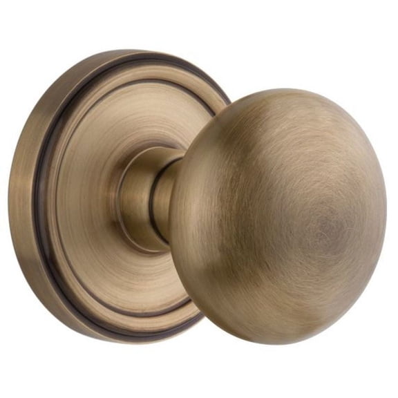 Grandeur Geofav_Prv_238 Georgetown Solid Brass Rose Privacy Door Knob Set - Brass