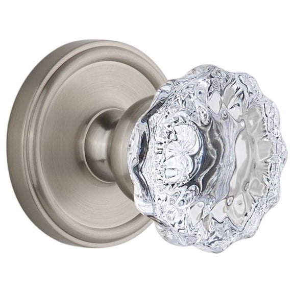 Grandeur Geofon_Prv_234 Georgetown Solid Brass Rose Privacy Door Knob Set - Nickel