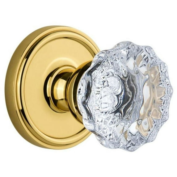 Grandeur Geofon_Prv_238 Georgetown Solid Brass Rose Privacy Door Knob Set - Brass