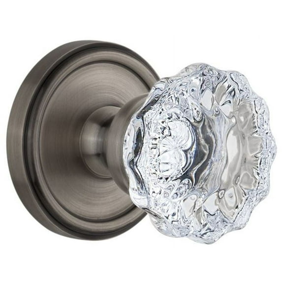 Grandeur Geofon_Prv_238 Georgetown Solid Brass Rose Privacy Door Knob Set - Grey