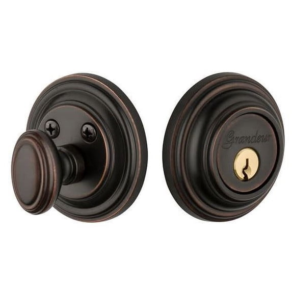 Grandeur 815553 Georgetown Solid Brass Rose Keyed Entry Single Cylinder Deadbolt - Bronze