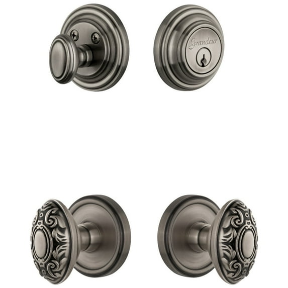 Grandeur Geogvc_Sp_Eset_234 Georgetown Solid Brass Single Cylinder Keyed Entry Knobset And