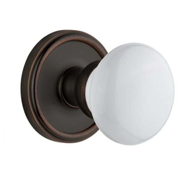 Grandeur Geohyd_Prv_234 Georgetown Solid Brass Rose Privacy Knob Set - Bronze