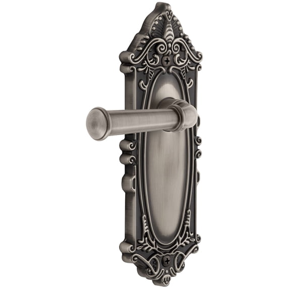 Grandeur 807614 Grande Victorian Solid Brass Rose Right Handed Passage Door Lever Set -