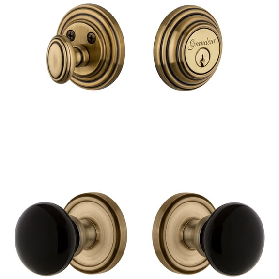 Grandeur Georgetown Rosette Single Cylinder Knob Combo Pack with Coventry Knob and matching Deadbolt