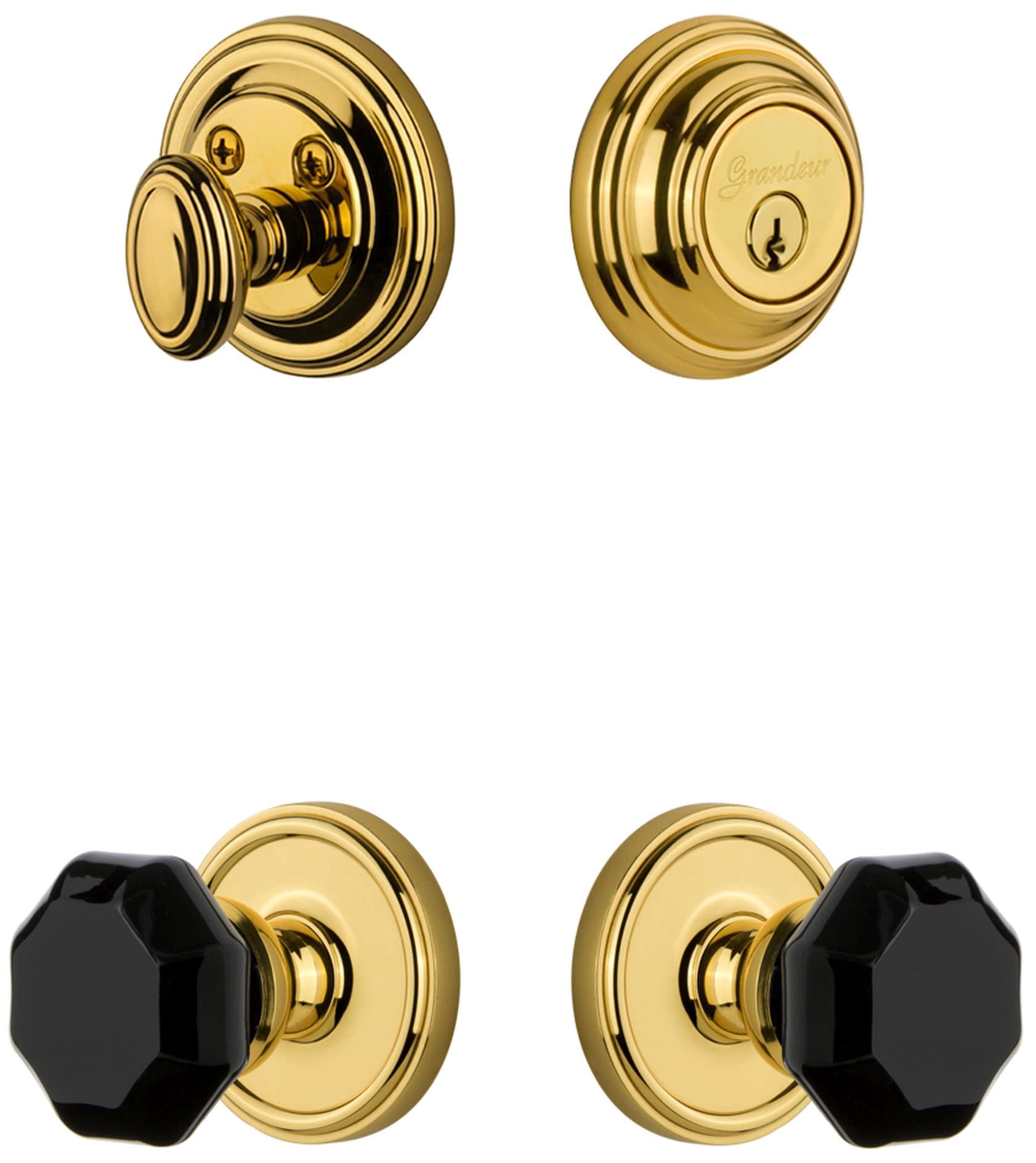 Grandeur 851251 Georgetown Solid Brass Rose Single Cylinder Keyed Entry Deadbolt And