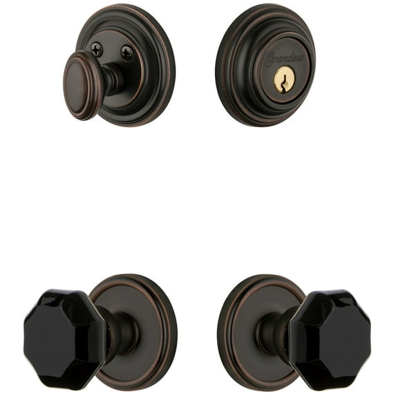 Grandeur Geolyo_Sp_Eset_238 Georgetown Solid Brass Rose Single Cylinder Keyed Entry