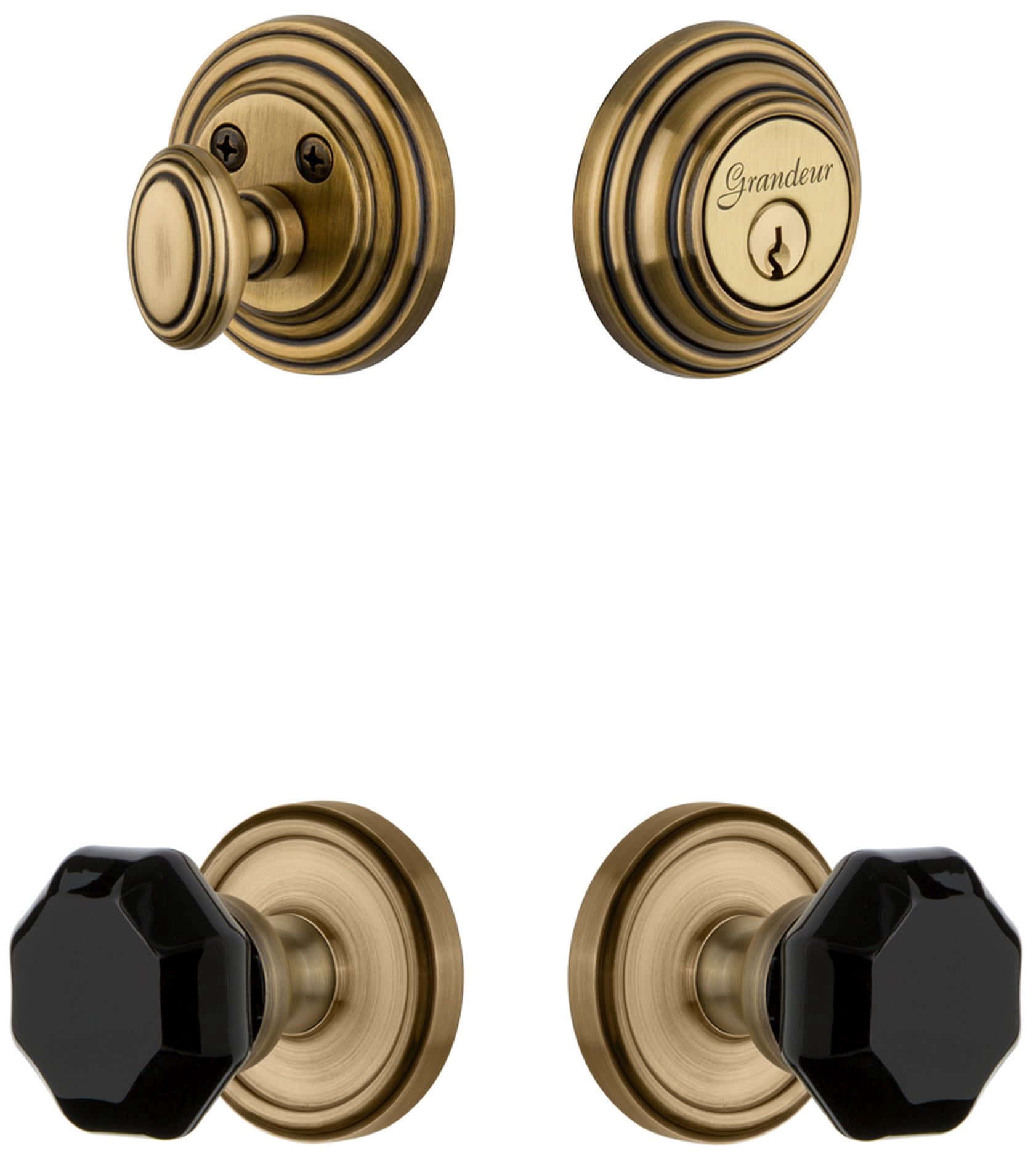 Grandeur 851259 Georgetown Solid Brass Rose Single Cylinder Keyed Entry Deadbolt And