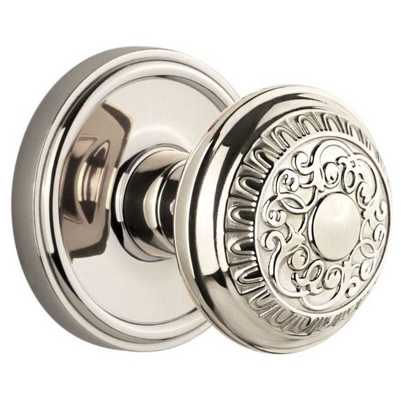 Grandeur 812821 Georgetown Solid Brass Rose Passage Knob Set - Nickel