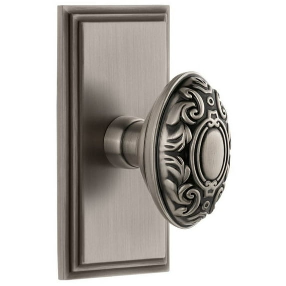 Grandeur Cargvc_Prv_238 Carre Solid Brass Rose Privacy Door Knob Set - Grey
