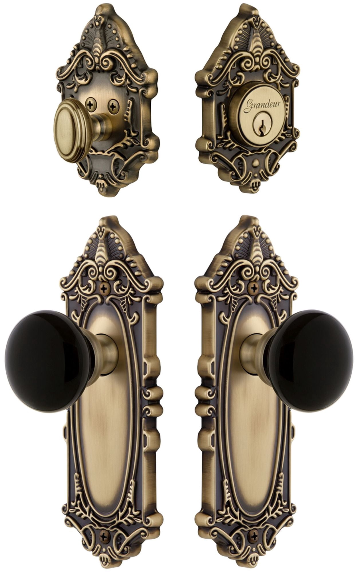 Grandeur 853418 Grande Victorian Solid Brass Rose Single Cylinder Keyed Entry Deadbolt And
