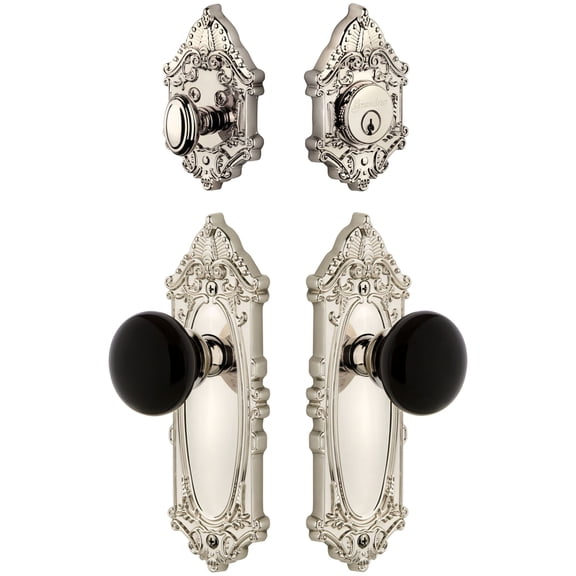 Grandeur Grande Victorian Plate Single Cylinder Knob Comb Pack with Coventry Knob and matching Deadbolt