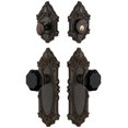 thumbnail image 1 of Grandeur Grande Victorian Plate Single Cylinder Knob Combo Pack with Lyon Knob and matching Deadbolt, 1 of 6