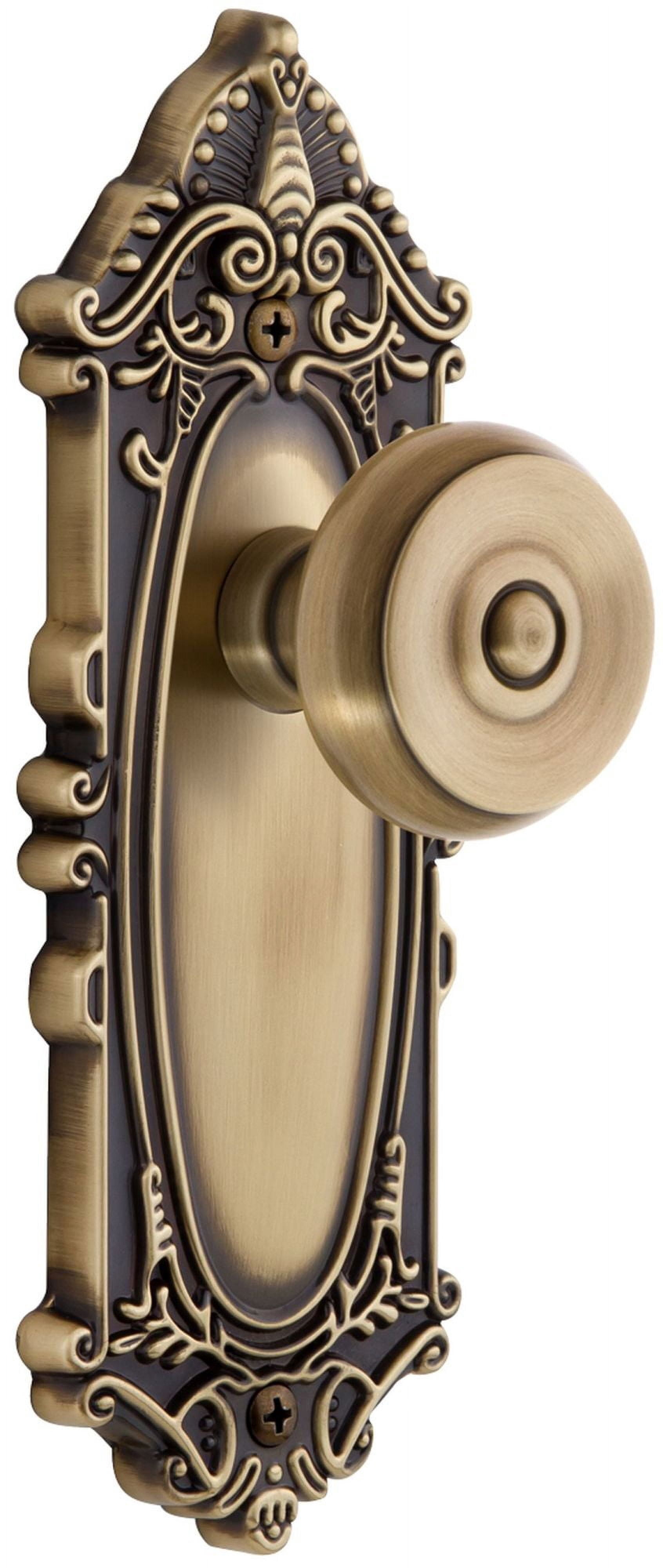 Grandeur Bouton Door Knob with Grande Victorian Plate