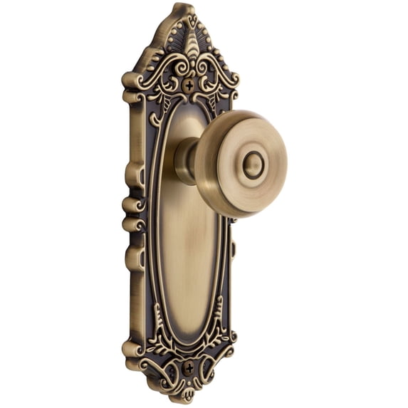 Grandeur Gvcbou_Psg_238 Grande Victorian Solid Brass Rose Passage Door Knob Set - Brass