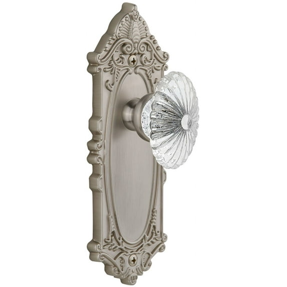 Grandeur Gvcbur_Prv_238 Grande Victorian Crystal Privacy Door Knob Set - Nickel