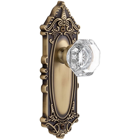 Grandeur 812867 Grande Victorian Solid Brass Rose Passage Door Knob Set - Brass
