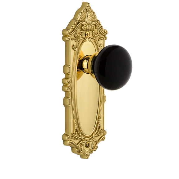 Grandeur 852543 Grande Victorian Solid Brass Rose Passage Door Knob Set - Brass