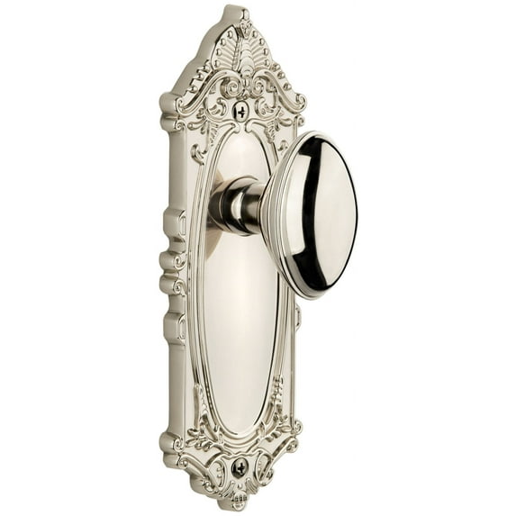 Grandeur Gvcedn_Prv_234 Grande Victorian Solid Brass Rose Privacy Door Knob Set - Nickel