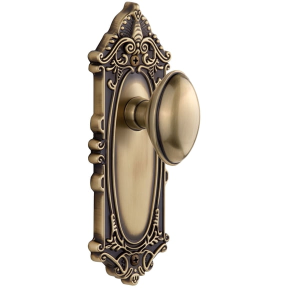 Grandeur Gvcedn_Psg_234 Grande Victorian Solid Brass Rose Passage Door Knob Set - Brass