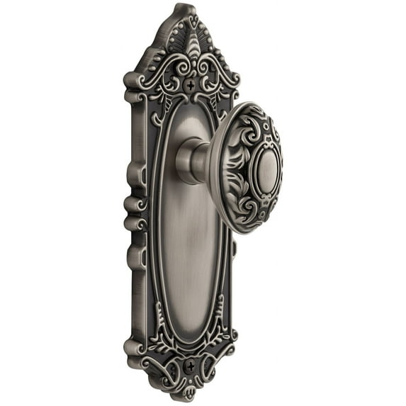Grandeur Gvcgvc_Psg_238 Vintage Antique Grande Victorian Passage Door Knob Set - Grey