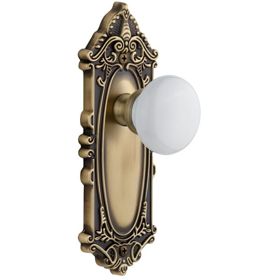 Grandeur Gvchyd_Psg_234 Grande Victorian Solid Brass Rose Passage Door Knob Set - Brass