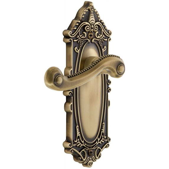 Grandeur Gvcnew_Dd_Na Grande Victorian Solid Brass Rose Dummy Door Lever Set - Brass
