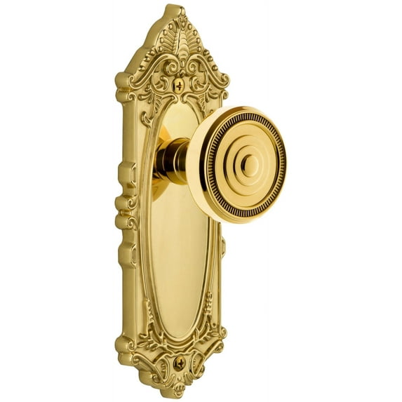 Grandeur Gvcsol_Psg_238 Grande Victorian Solid Brass Rose Passage Door Knob Set - Brass